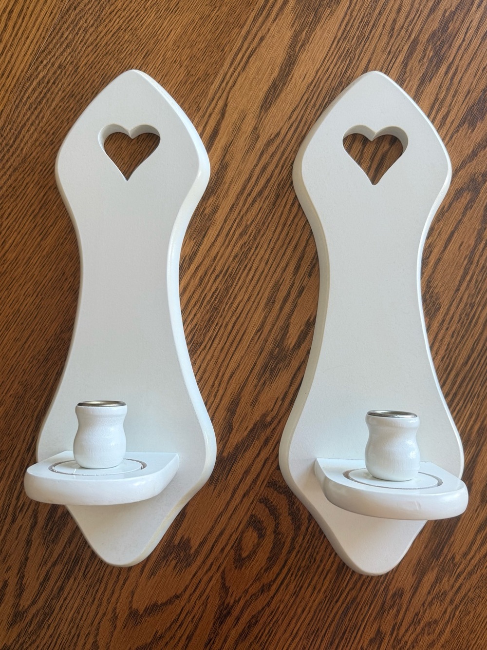 White Heart Wall Sconce Pair - Candle Holders